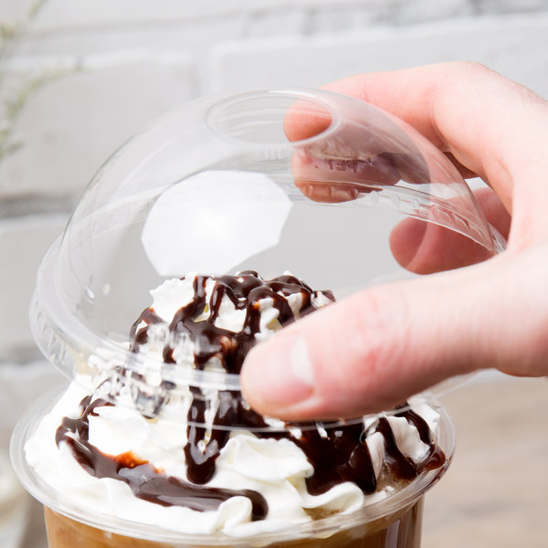 Clear Plastic Dome Lid with Straw Slot