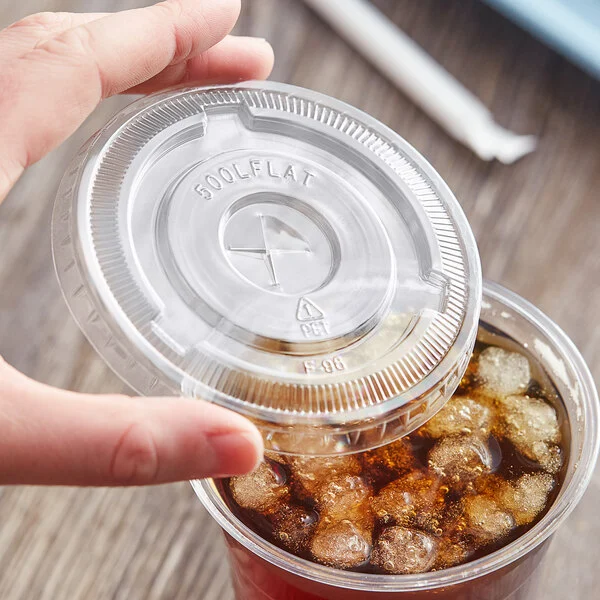 Clear Flat Lid with Straw Slot