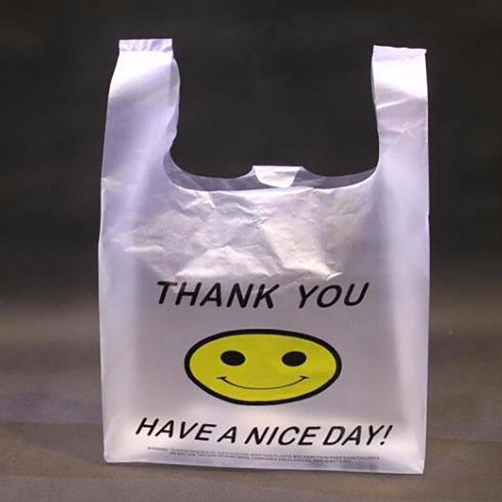 Large Happy Smiley Face T-Shirt Plastic Shopping/Take Out Bags 350 Pcs