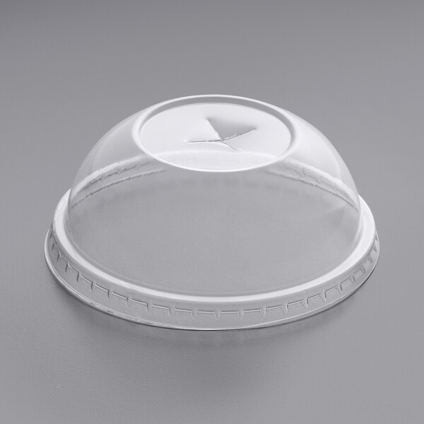 Clear Plastic Dome Lid with Straw Slot